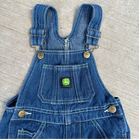 Kids John Deere Blue Denim Bibs Overalls Jeans Youth Small - Picture 2 of 8